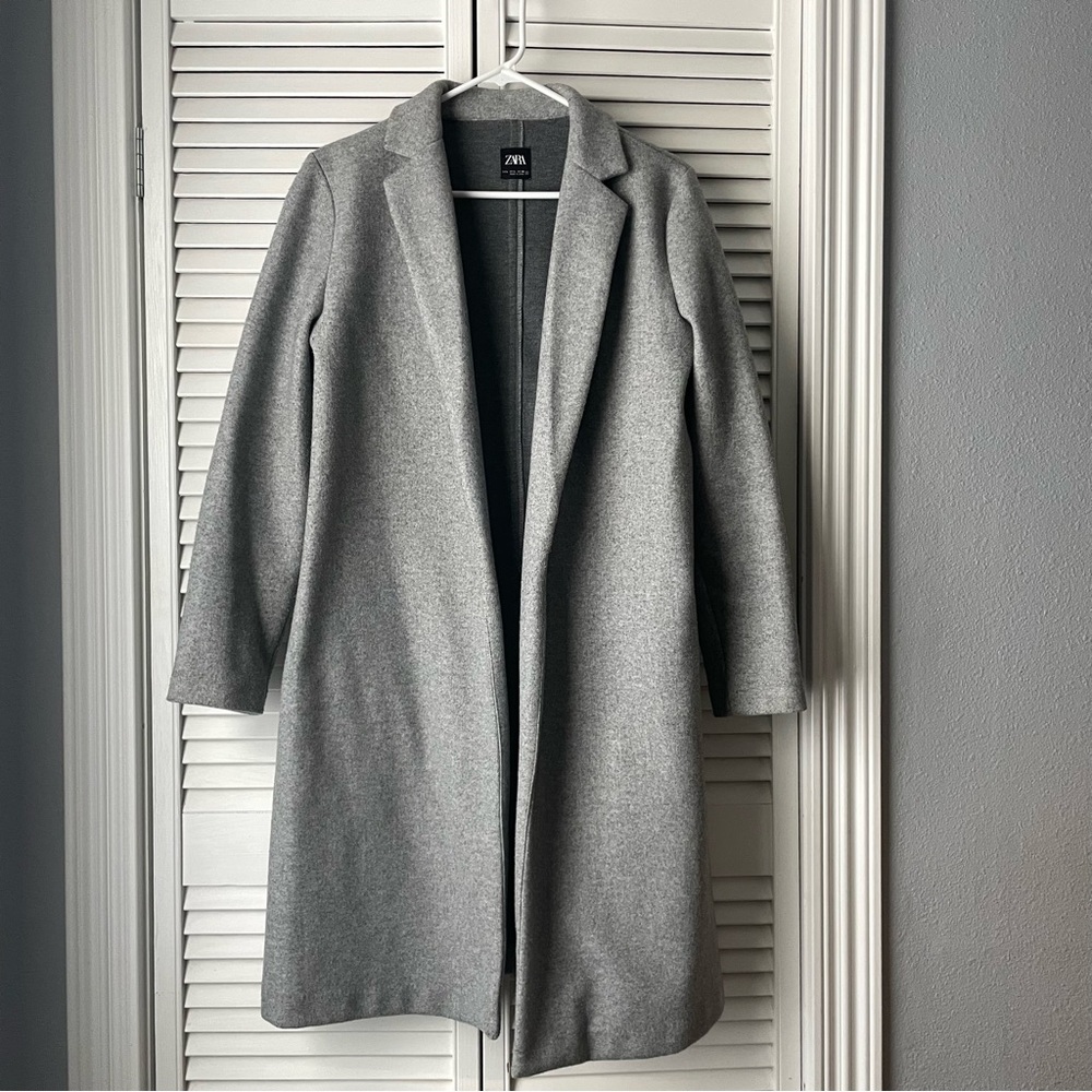 Zara Charcoal Gray Knit Duster Coat - Picture 3 of 7